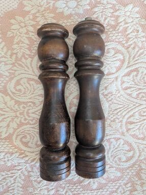 Vintage Wooden Pepper Mill And Salt Shaker Set